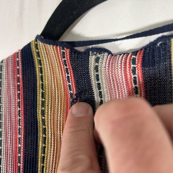 Zara Trafaluc Dress Women's Small Blue Striped Round Neck Long Sleeve Swim Cover - Picture 8 of 8